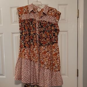 BiBi Multi Color Sundress Sleeveless Notched Collar New Without Tags